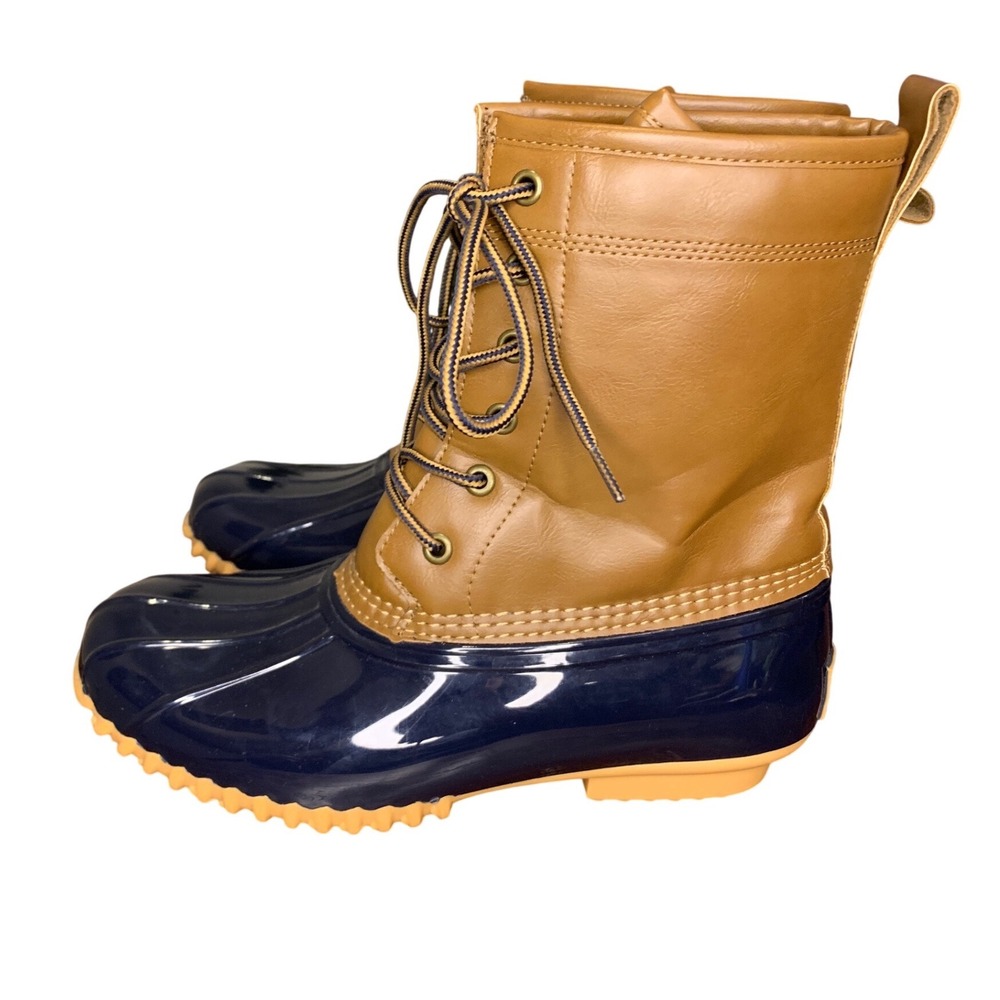 Sporto Ariel Duck Boot Top Sider Womens Tan Navy Rubber Lace Up Size 7M NWOT - Picture 5 of 8
